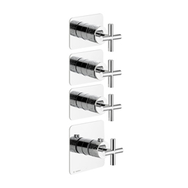 Concealed thermostatic multifunction selectors with 3-way out