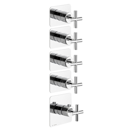 Concealed thermostatic multifunction selectors with 4-way out