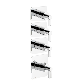 Concealed thermostatic multifunction selectors with 3-way out