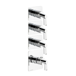 Concealed thermostatic multifunction selectors with 3-way out